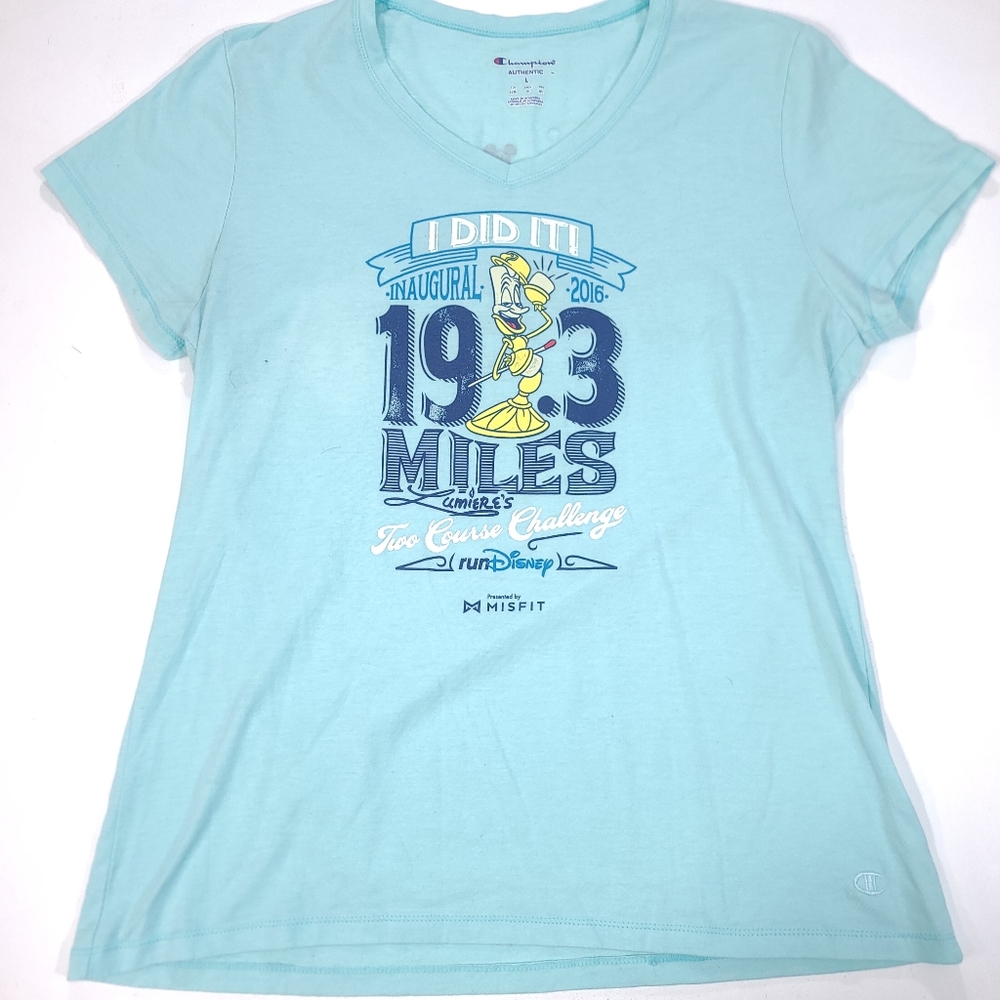 Champion RunDisney Wine And dine Inaugural Lumieres Two Course Challenge Shirt L